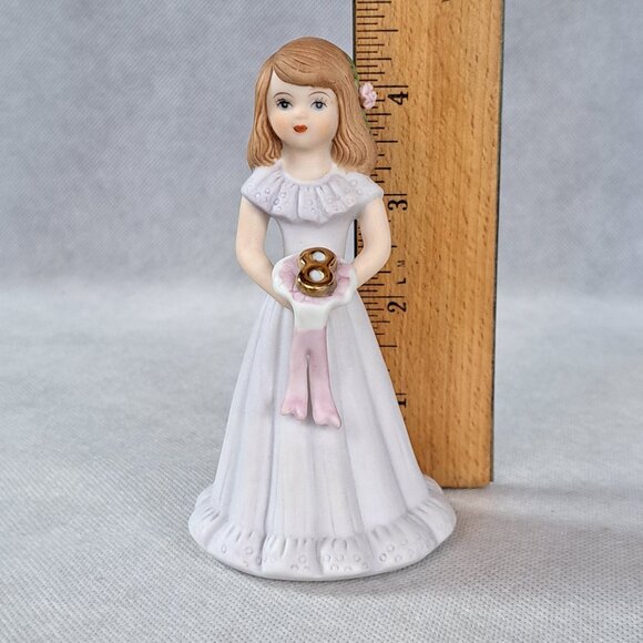 Enesco Growing Up Birthday Girls Age 8 Brunette Porcelain Figurine 1982 - Picture 6 of 14